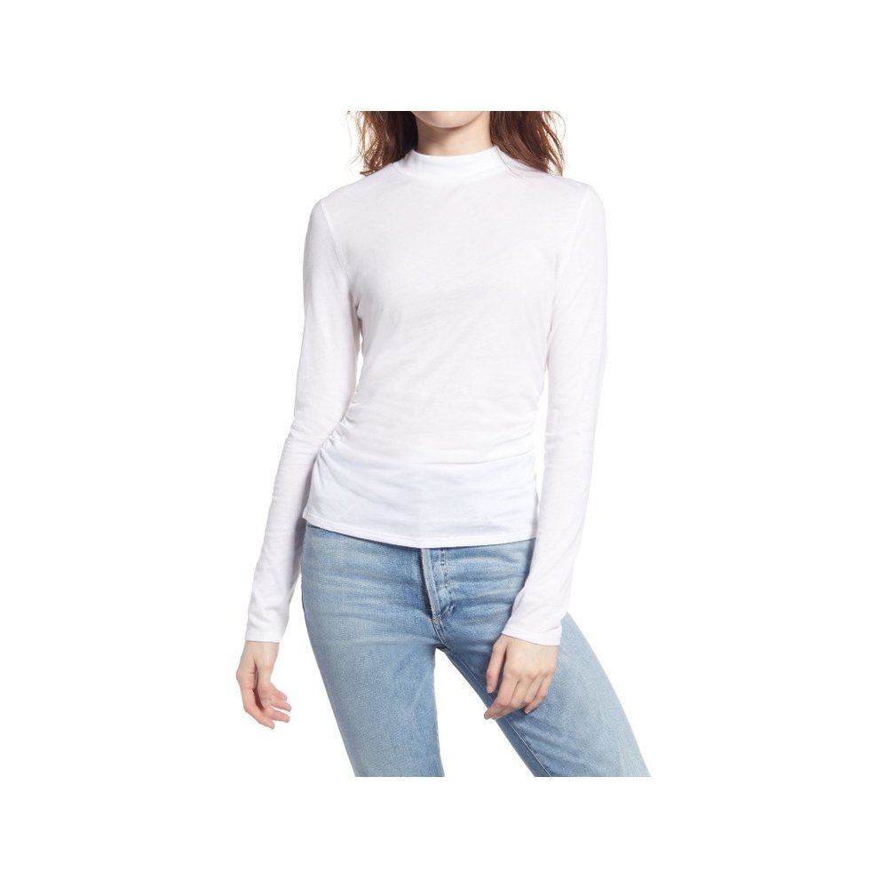 Ruched Mock Neck Long Sleeve Top NEW WITH TAGS